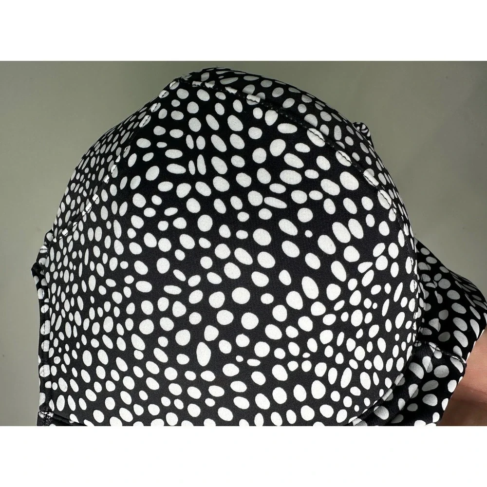 Smart & Sexy Black White Polka Dot Underwire Longline Bikini Swim Top NWT 42DD